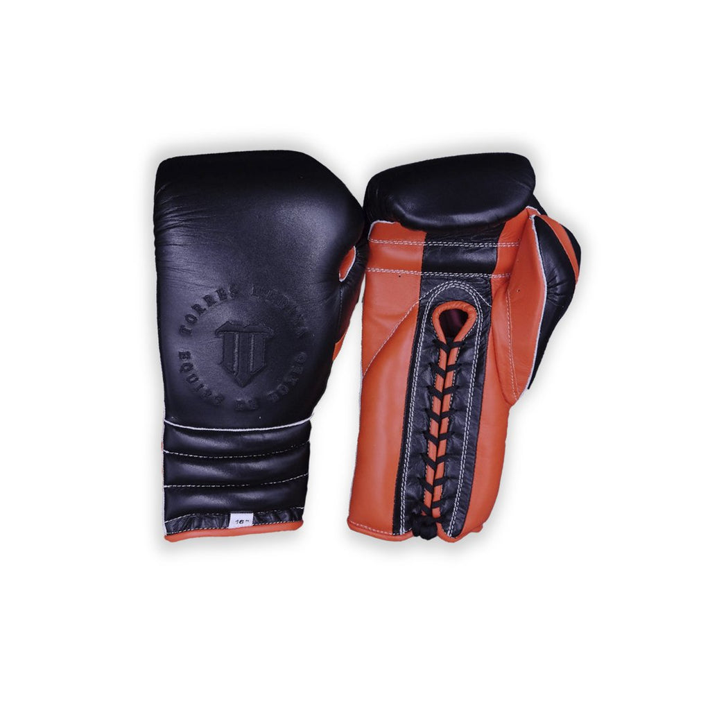 Black and Orange Pu Lace Up Training Gloves