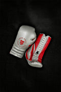 Grey and Red  Lace Up Training Gloves