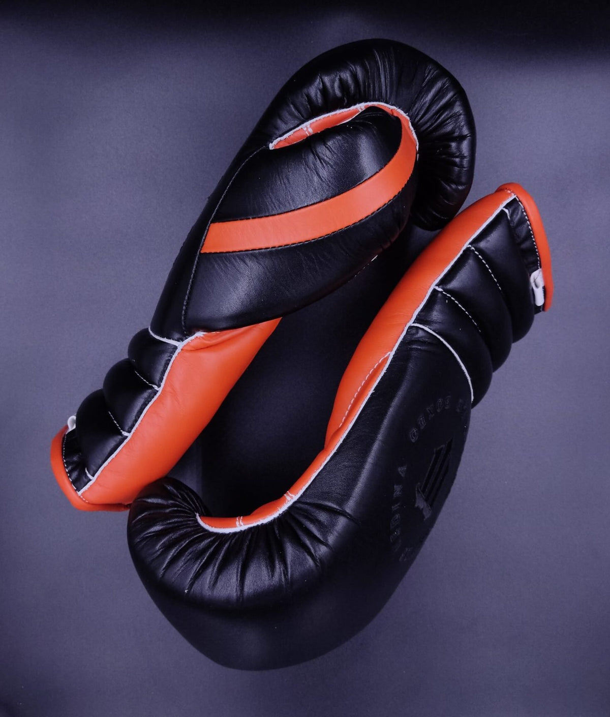 Black and Orange Pu Lace Up Training Gloves