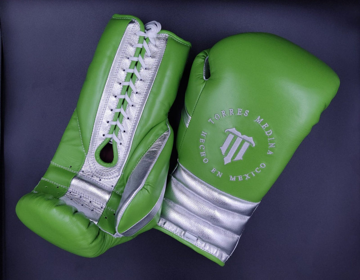 Green and Silver PuLat Lace Up Training Gloves