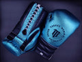 Metallic Blue and Deep Blue Pu Lace Up Training Gloves