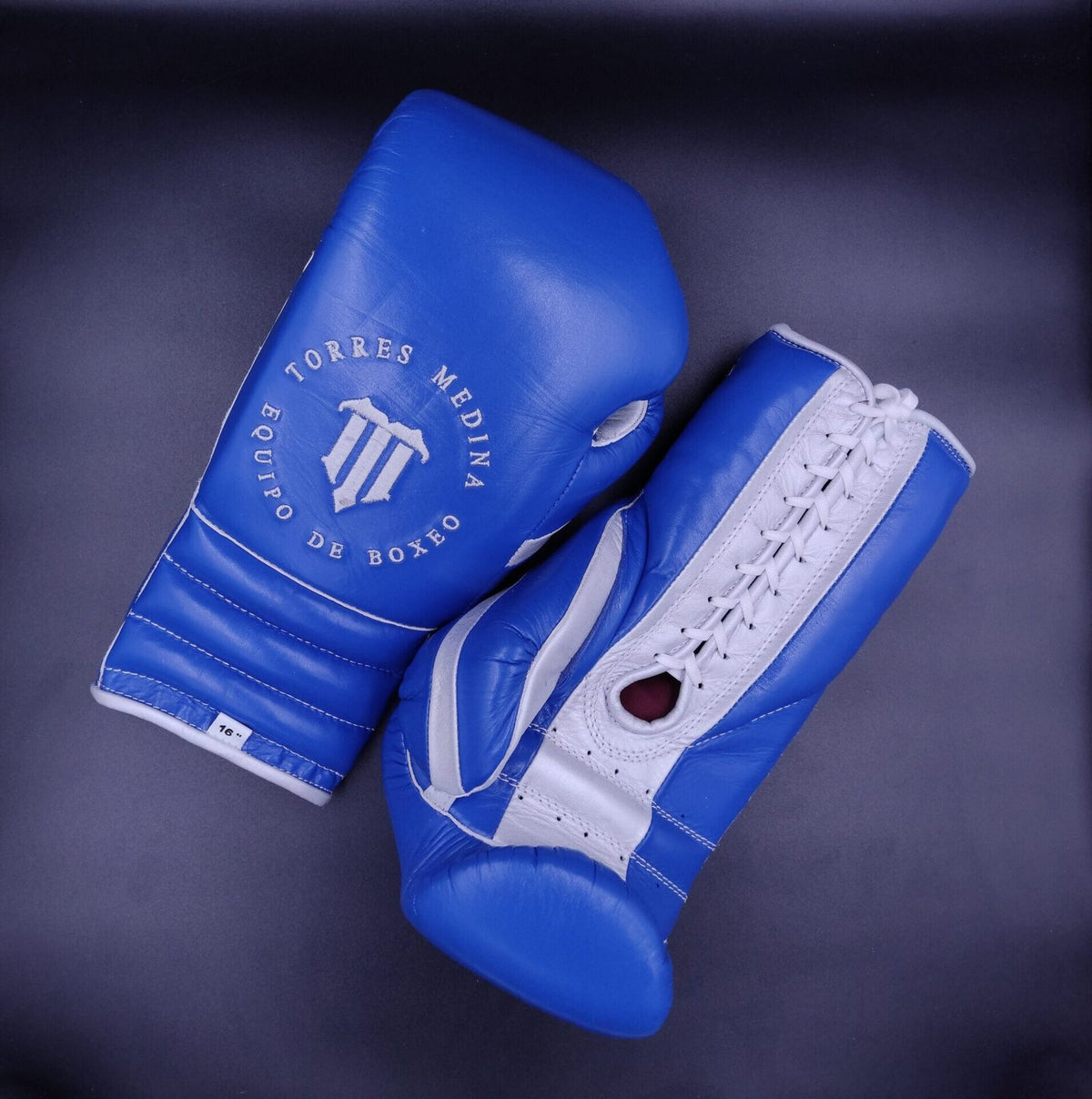 Blue and Silver Pu Padding Training Gloves