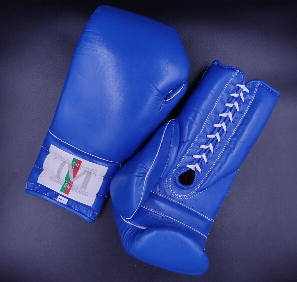 Blue Pu Padding Lace Up Training Gloves