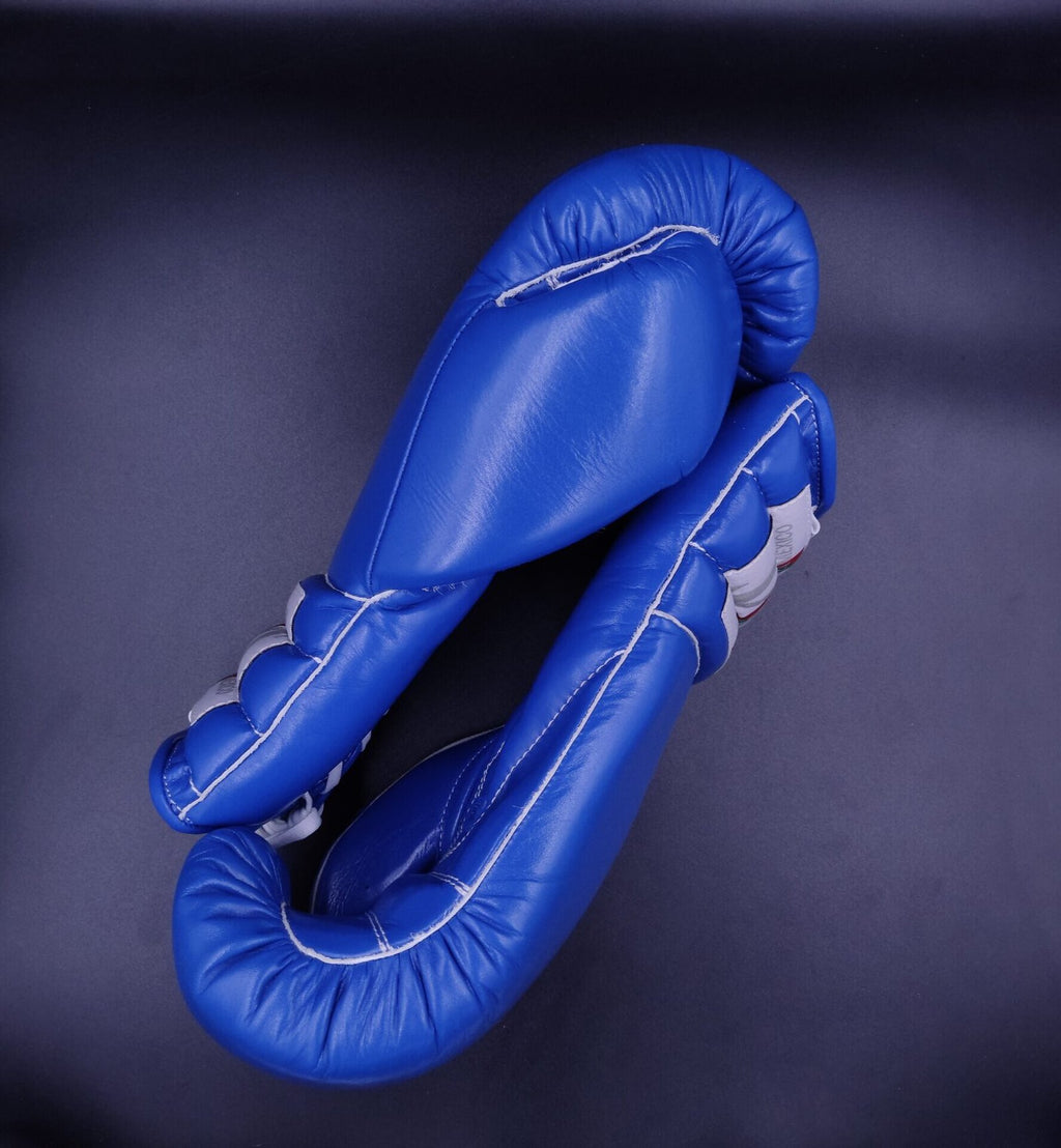 Blue Pu Padding Lace Up Training Gloves
