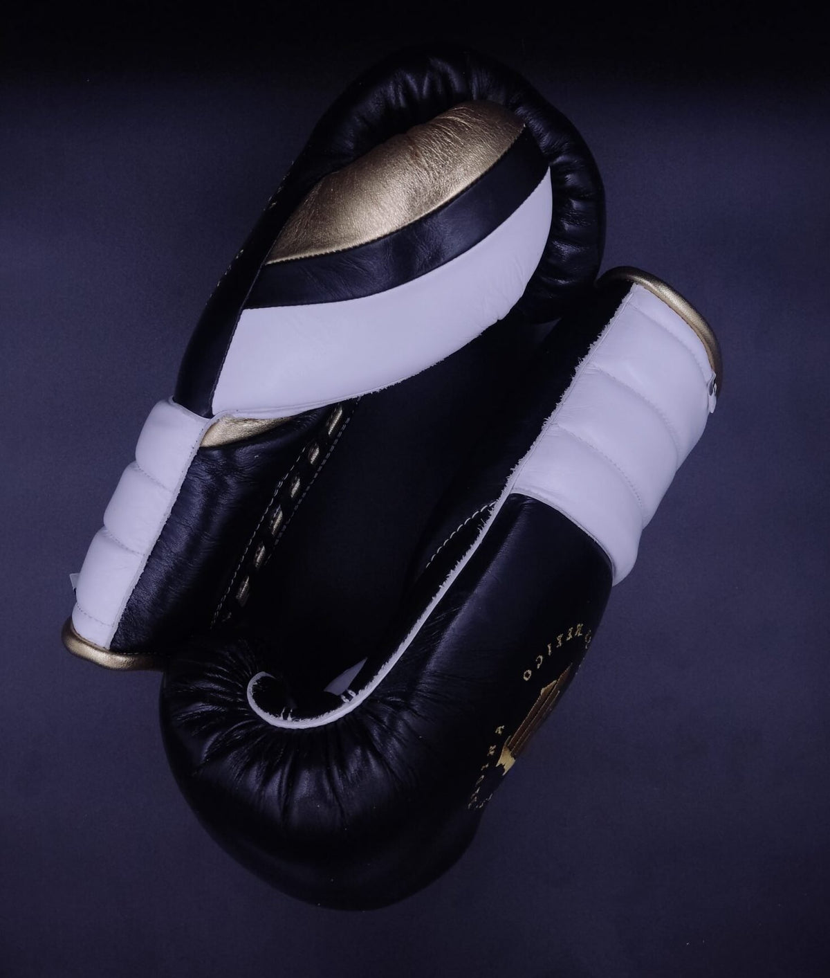 Black/White and Gold HHF Lace Up Training Gloves