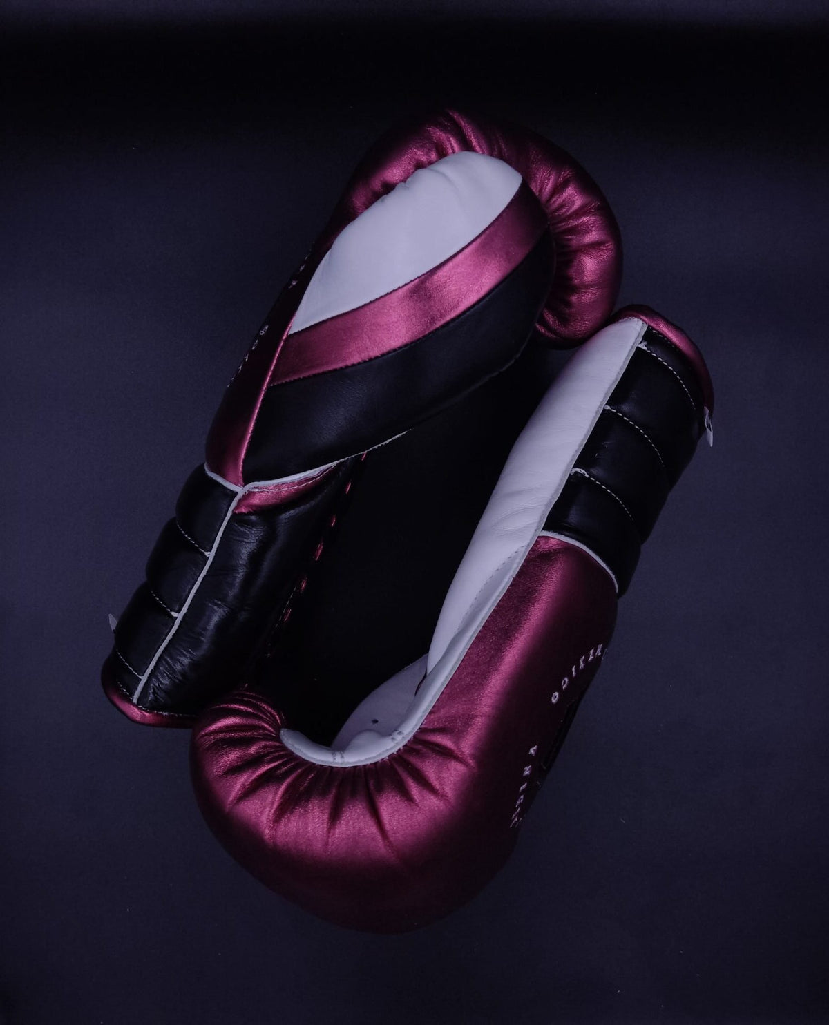 Black/Metallic Pink & White HHF Lace Up Training Gloves