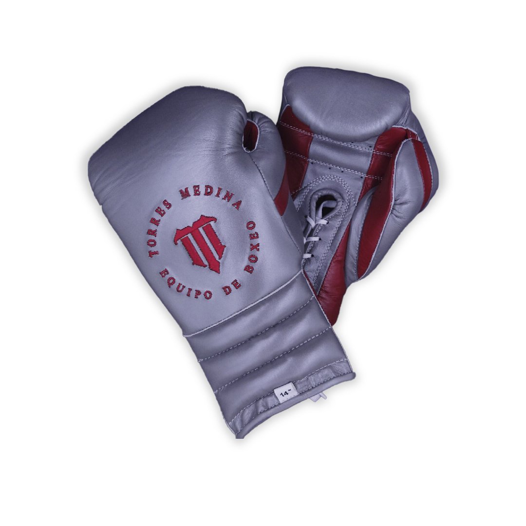 Grey and Red Lace Up Training Gloves - Image 2