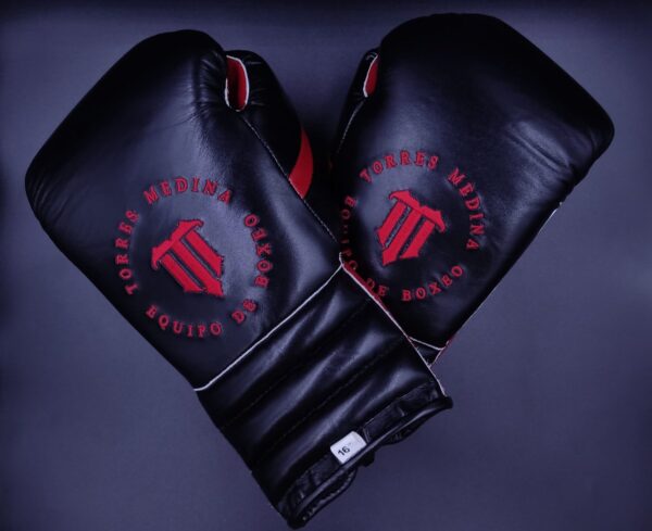 Black and Red Pu Padding Lace Up Training Gloves