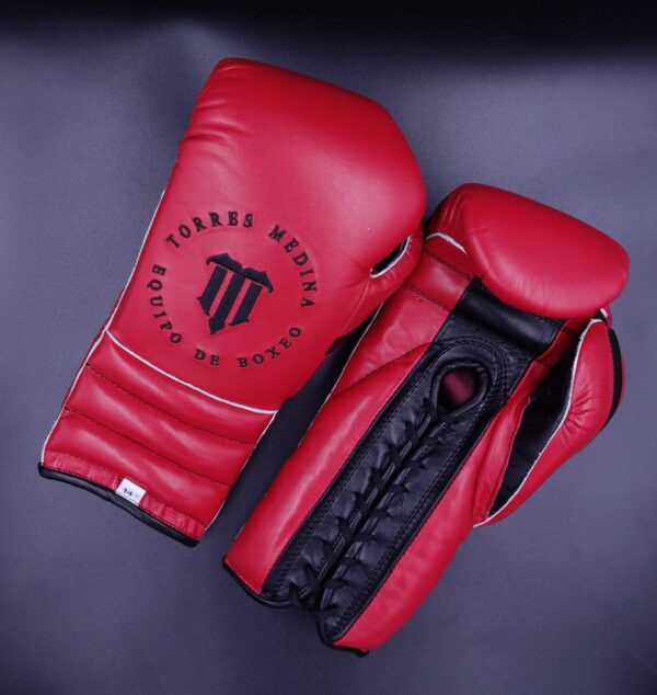 Red and Black PU Lace Up Training Gloves