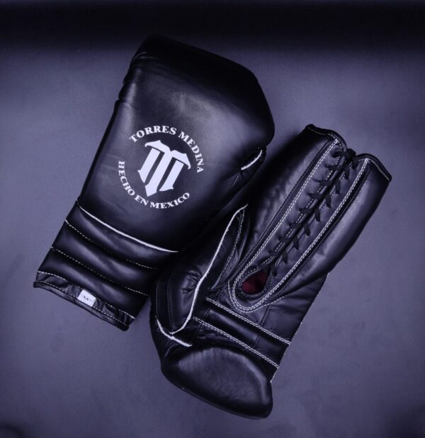 Black Pu Padding Lace Up Training Gloves